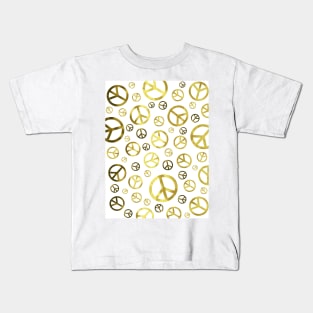 GOLDEN Peace Symbol Kids T-Shirt